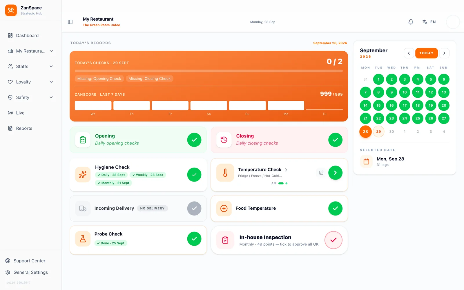 Zanspace Dashboard Desktop