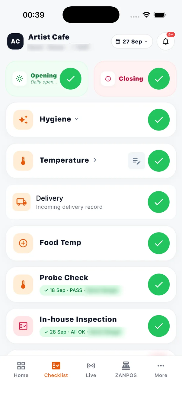 Zanspace Checklist