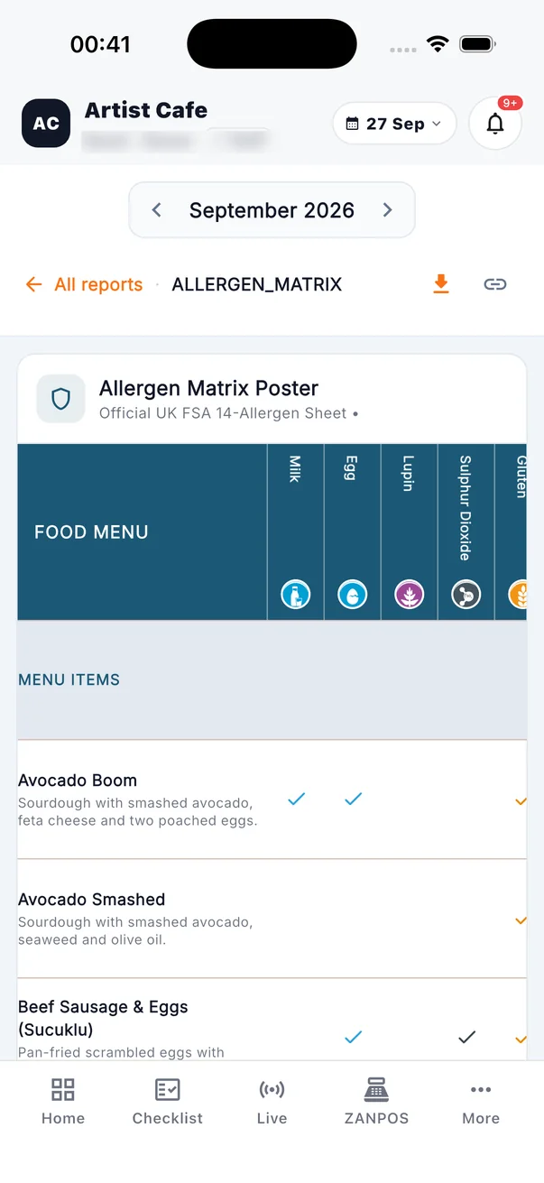 Allergen Matrix